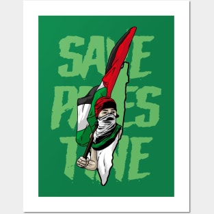 save palestine, palestine map with boy Posters and Art